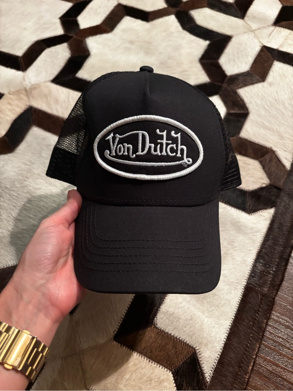 Von Dutch Black Mesh Cap with White Embroidered Logo